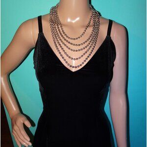 Vintage Silver Tone Five Row Medium Ball Chain Necklace goth punk steampunk